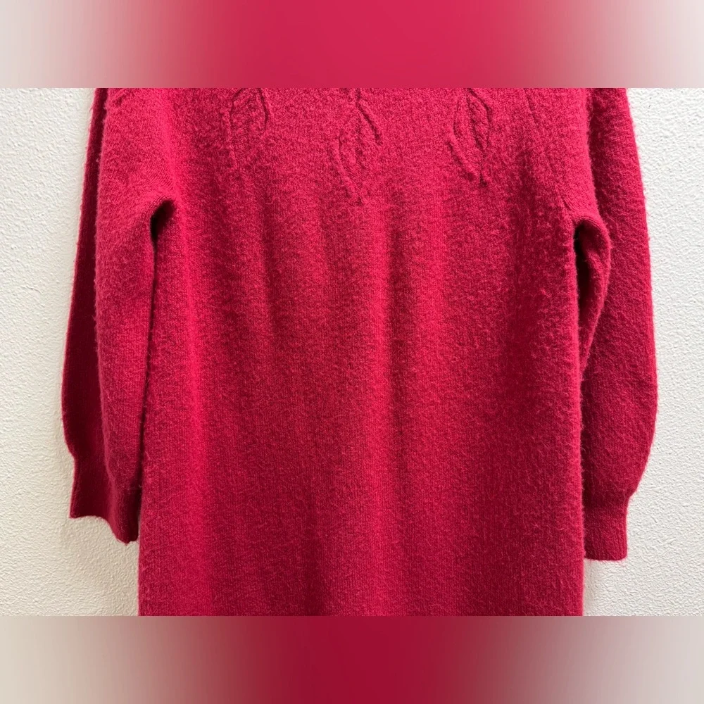 Soft Surroundings Ellen Cowl Neck Knit Sweater Dress Stretch Red Medium - Picture 8 of 10